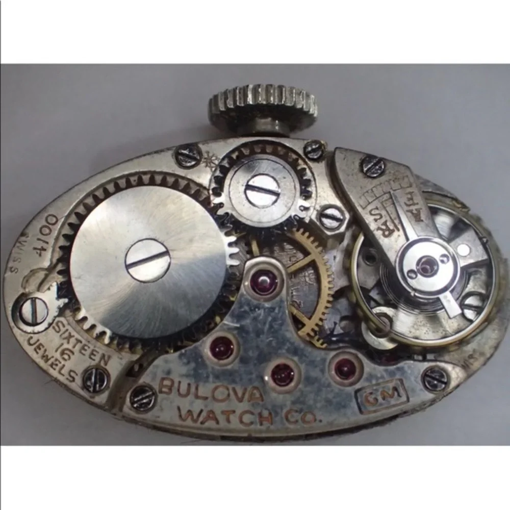1920 Art Deco Bulova Watch with Ruby Bejeweled Case and Authentic Box